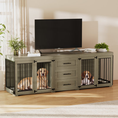 Fatoumata Wood Pet Furniture Style Crate with 2 Doors