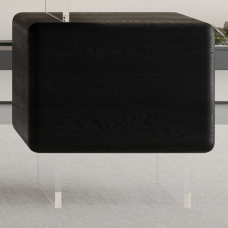 Bureau rectangulaire en bois manufacturé noir avec 2 tiroirs, H 29,53 po x l 55,12 po x P 27,56 po , Retour à gauche