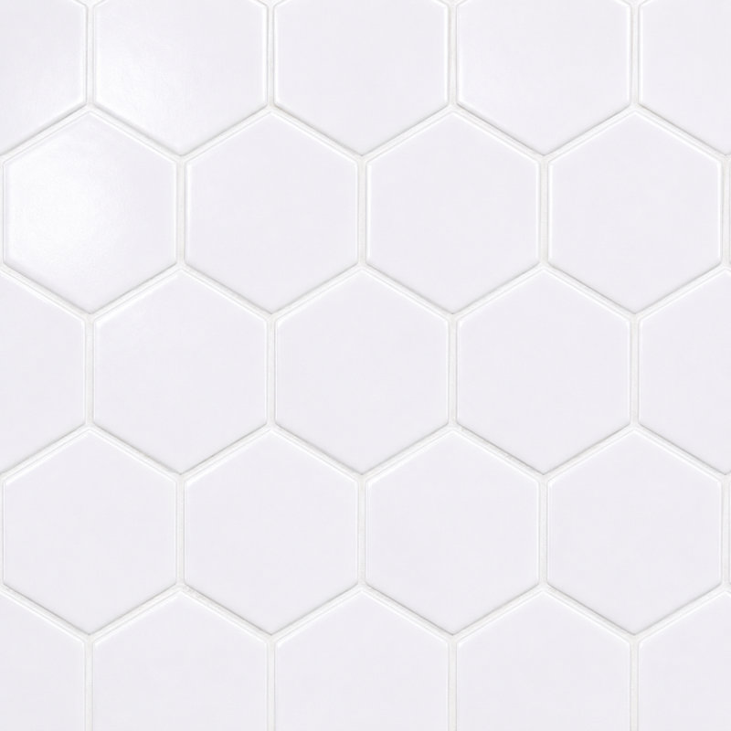 Mosaïques Tuxedo Hexagone Blanc 4 pouces, Hexagone 4 pouces blanc
