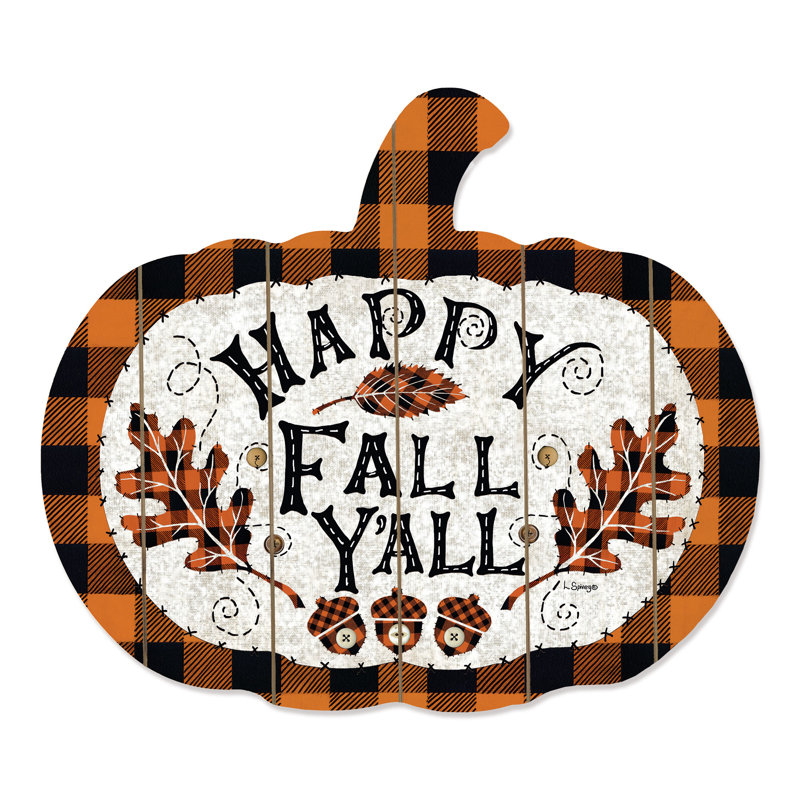 «Happy Fall Y'all», art textuel sur bois sans cadre