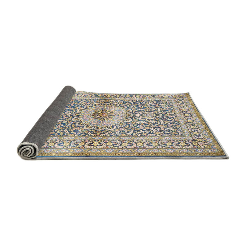 Tapis violet traditionnel/jaune/bleu, Rond 7 pi