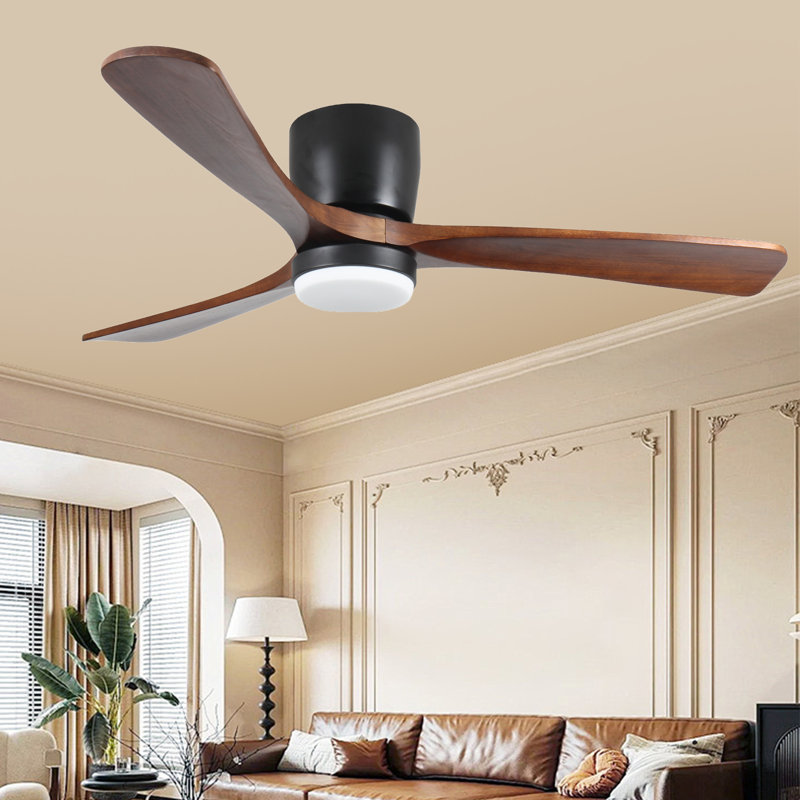 Ventilateur de plafond 52 po avec lumière, Marron foncé, Black