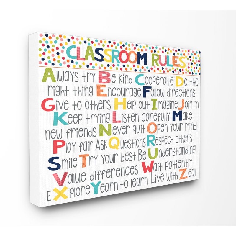 Art textuel Gupton «Classroom Rules Colorful Alphabet», H 16 po x l 20 po, Toile