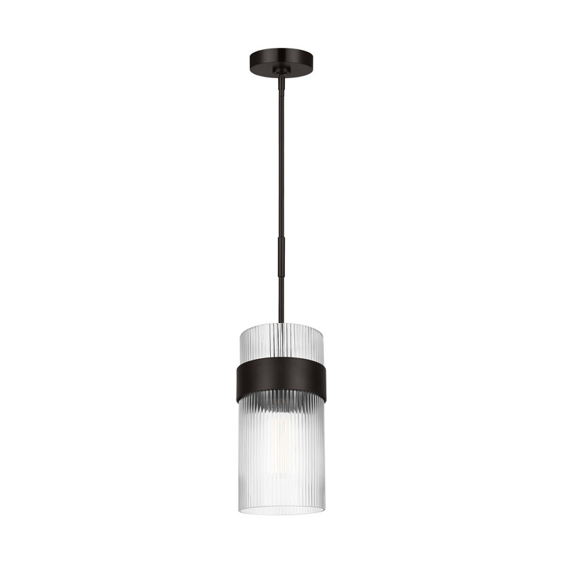1 - Light Single Pendant, Aged Iron, 13.75" H x 7" W x 7" D