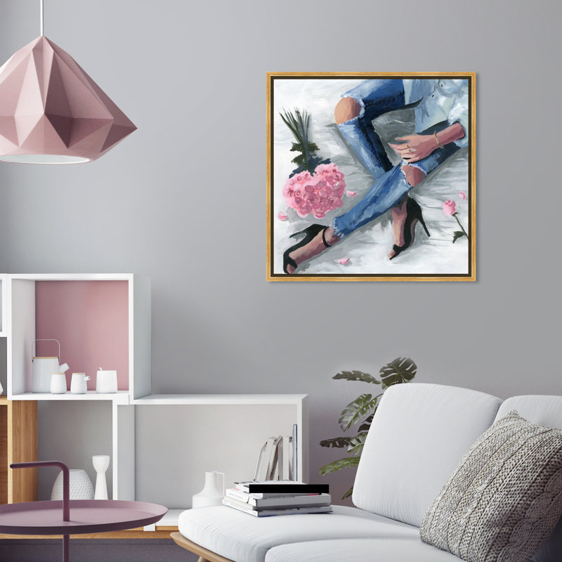 Romantiques jeans - Impression sur papier, H 24 po x l 24 po x P 1,5 po, Or