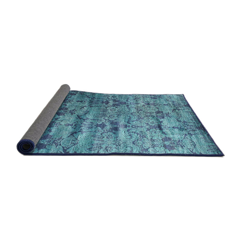 Tapis de zone bleu contemporain, Rond 7 pi