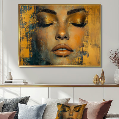 Golden Expression Woman I - Yellow Glam Framed Wall Art