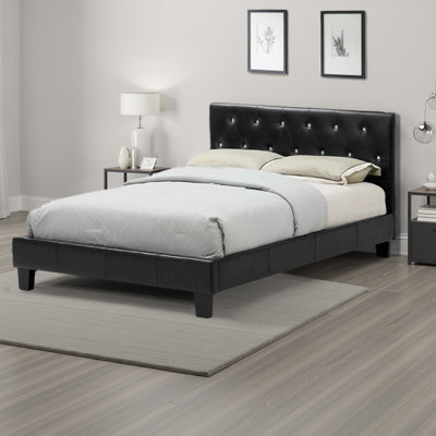 Lit plateforme tapissier touffeté