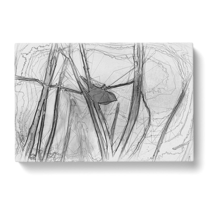 Bird on a Branch in Abstract - Wrapped Canvas Drawing - Wrapped Canvas, 35cm H x 50cm W x 3cm D