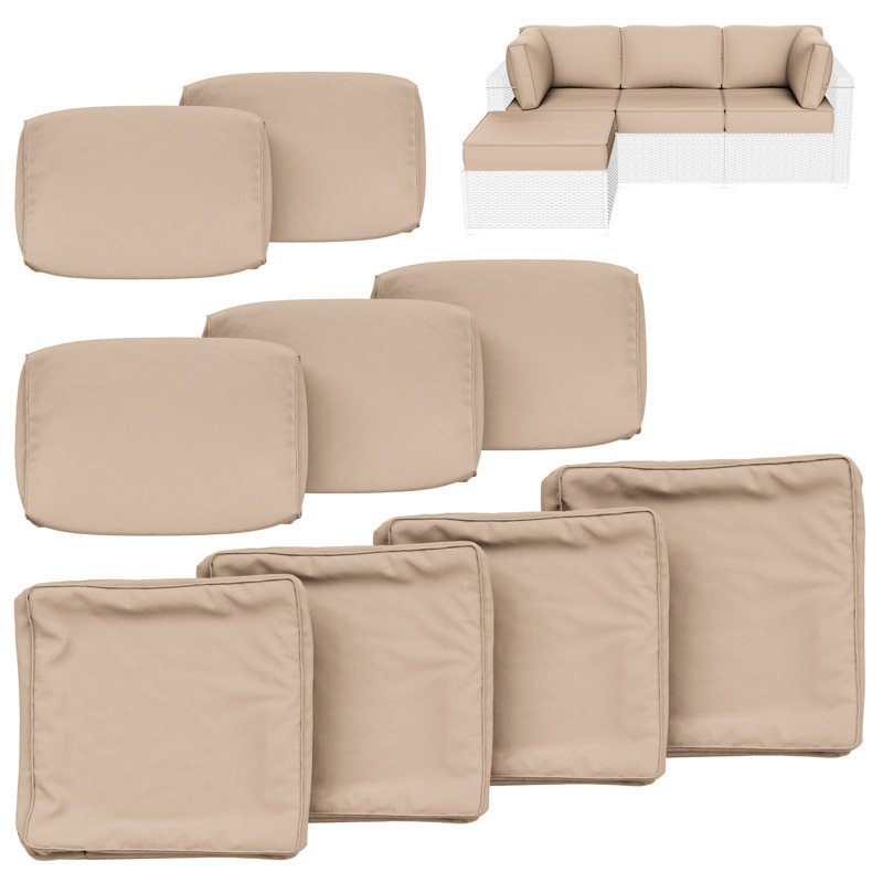 Cartert 9 Pcs Outdoor Cushion Cover Set For 3" Outdoor Cushions And Patio Furniture Cushion Covers,  Only Covers, Sand