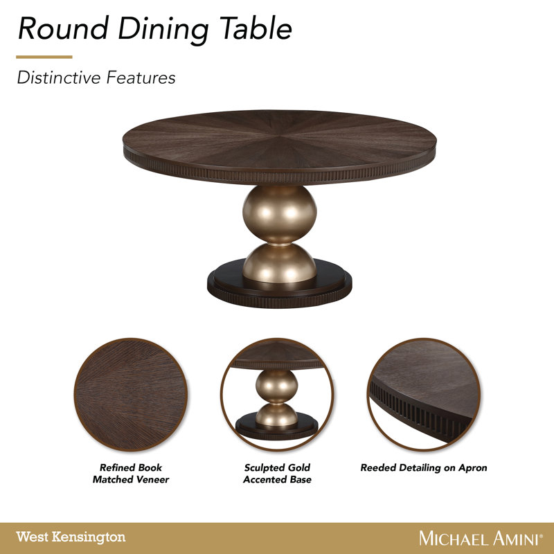 West Kensington Round Dining Table, Espresso Wood