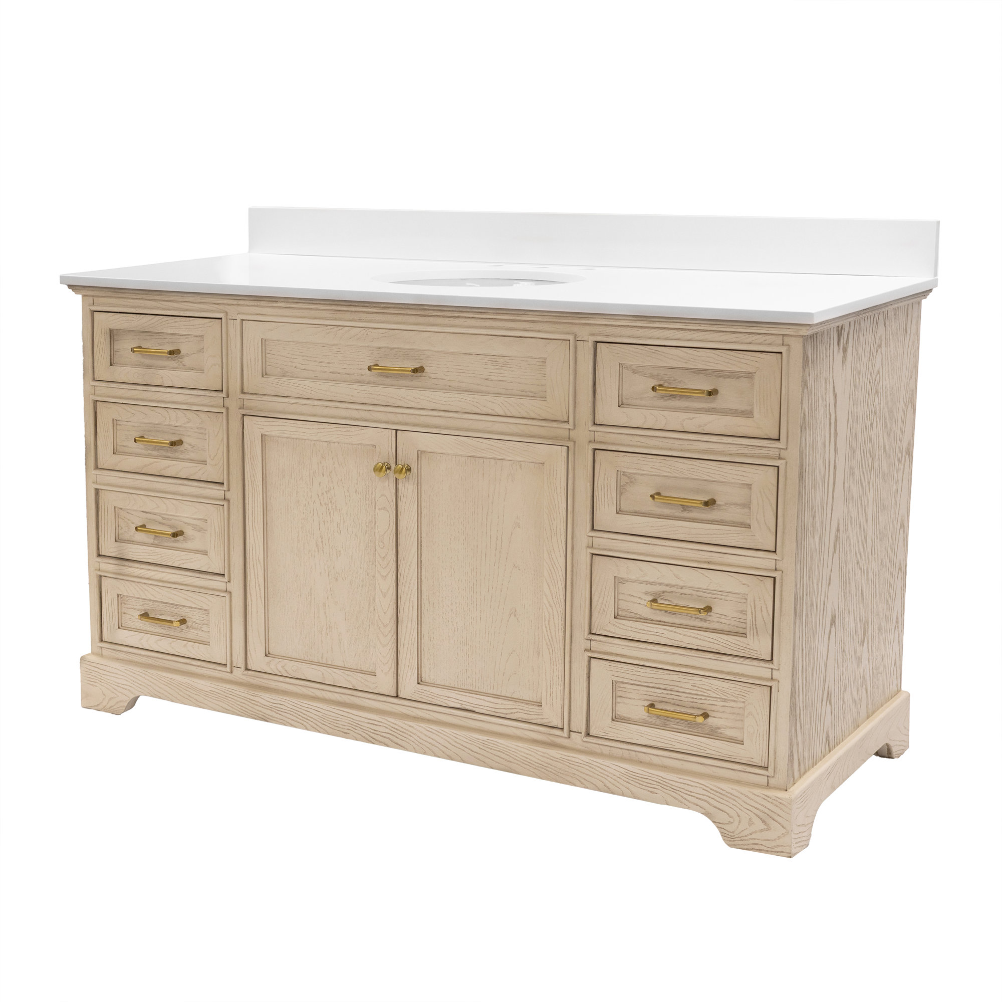 Ronnie 60'' Single Bathroom Vanity, Greige Oak, Engineered White