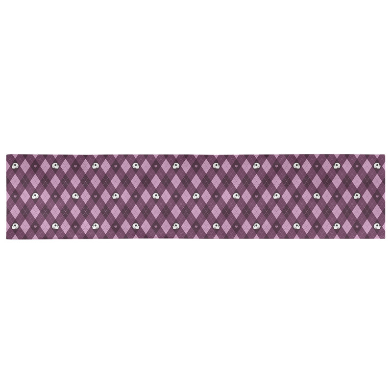 Chemin de table argyle crânes Avicia, 91,5 po x 17,5 po, Rose, Coton