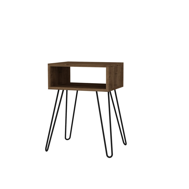 Table de bout avec rangement Adorian, Noyer