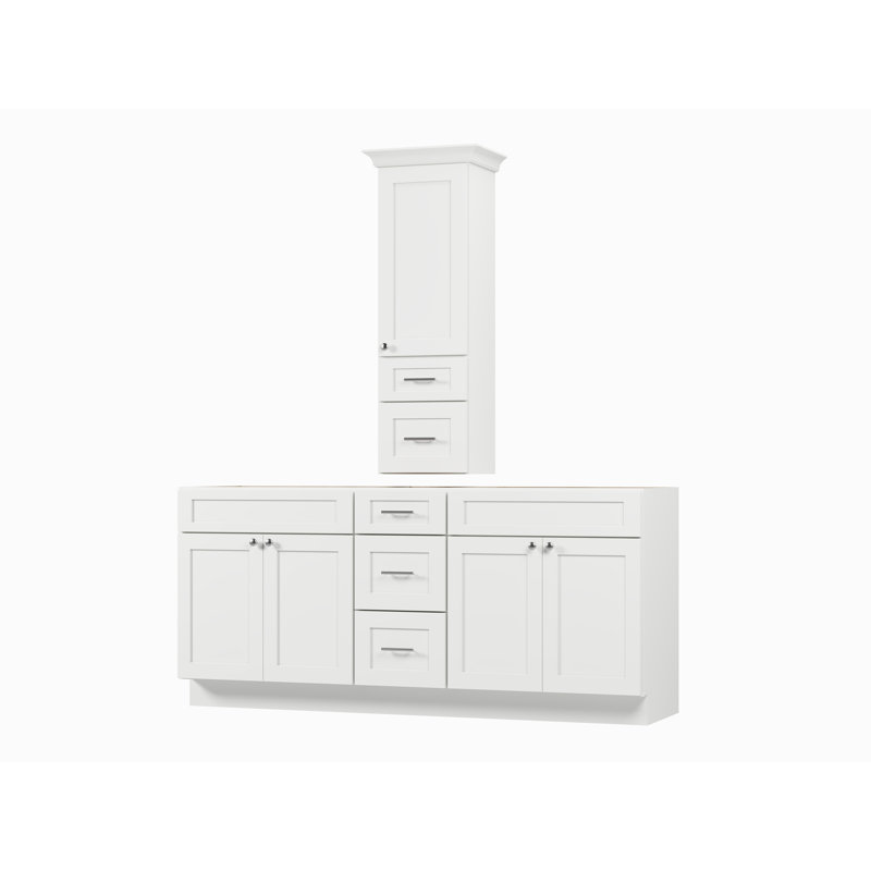 Ensemble de meuble-lavabo double 75 po avec comptoir Disar, Blanc