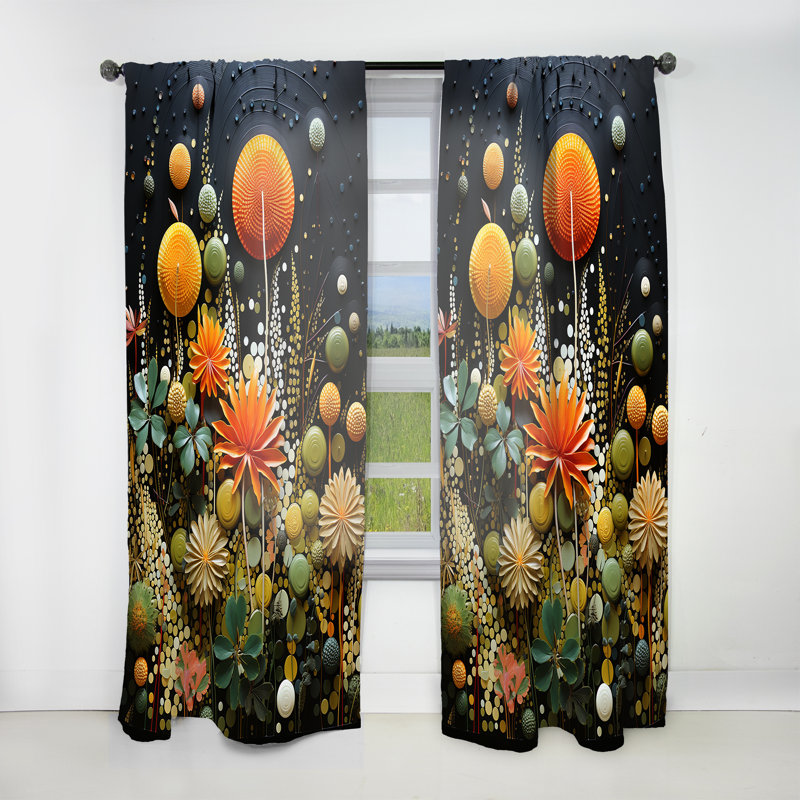 Rideau obscurcissant orange Mid Century Natures Harmony II - Mid-Century, L 52 po x L 108 po