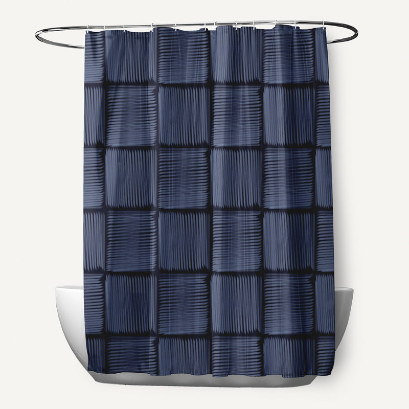 Urijah Geometric Print Single Shower Curtain, Navy Blue