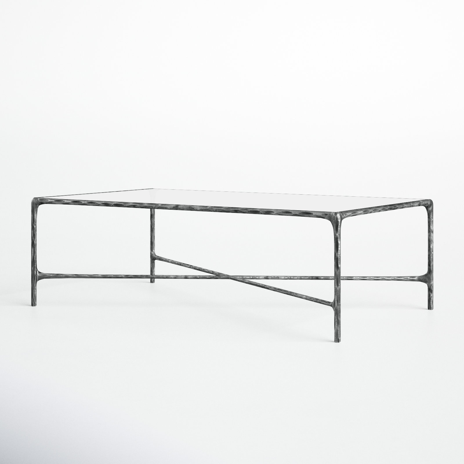 Evelynn Single Coffee Table, Silver, Clear