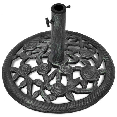 Socle de parasol d'extérieur en fonte noir et vert