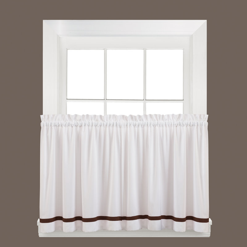 Navarre Striped Balloon Cafe Curtain, Black, 24" H x 57" W x 1.5'' D