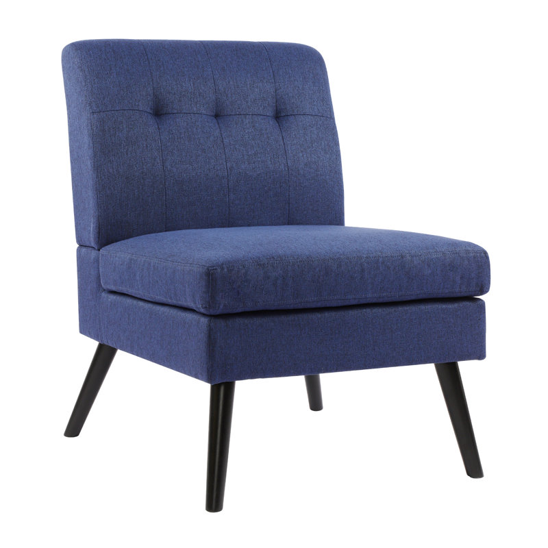 Fauteuil de chambre large Kamna, Mélange de polyester bleu