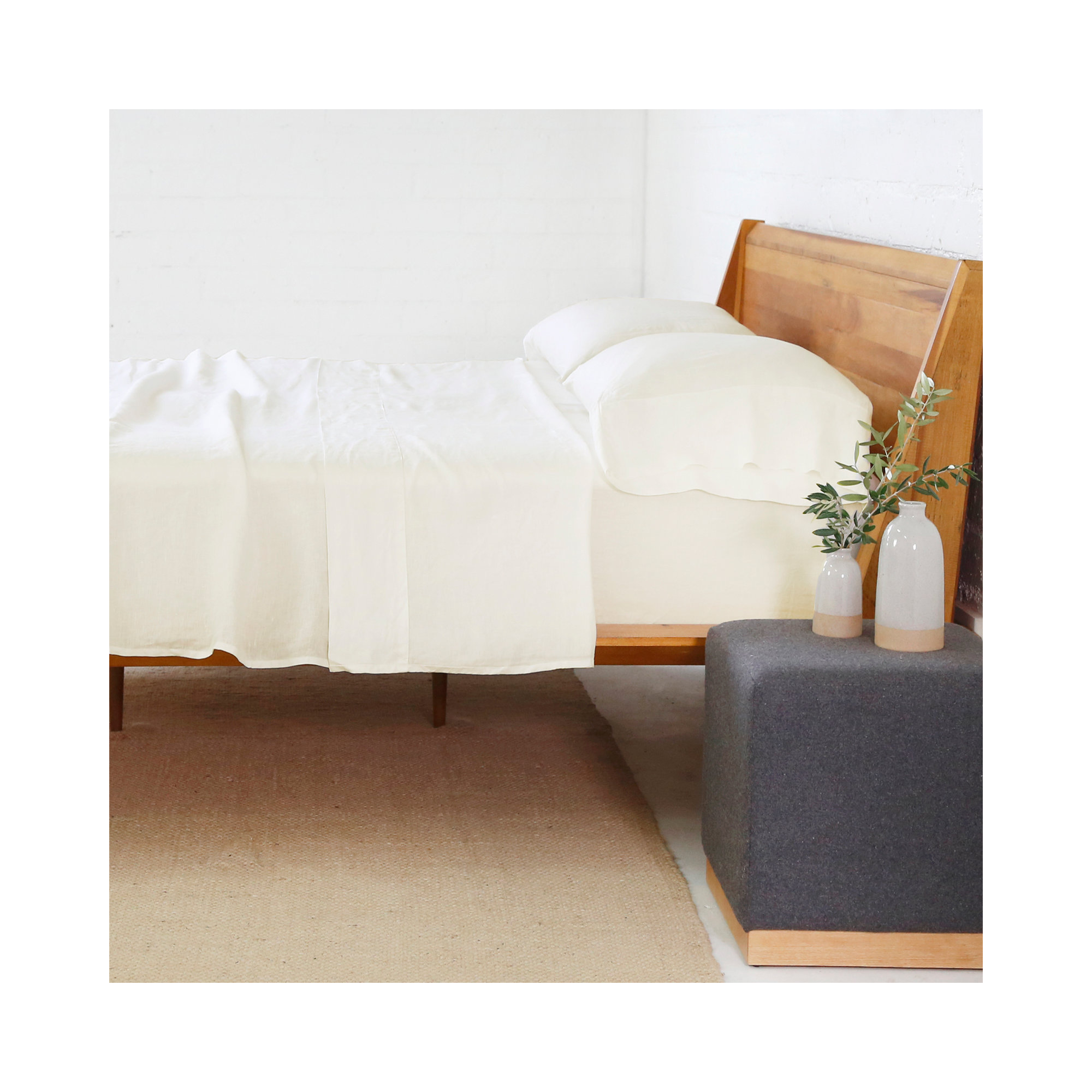 100% Linen Sheet Set, Queen, Cream