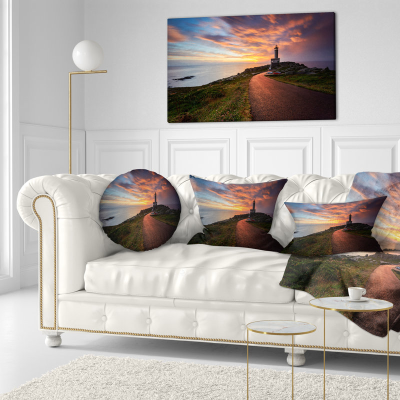 Coussin de mer punta nariga phare espagne, 16 po x 1 po, Coussin décoratif