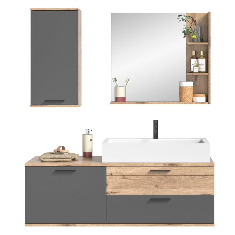 Gül 3 Piece Bathroom Furniture Suite with Mirror