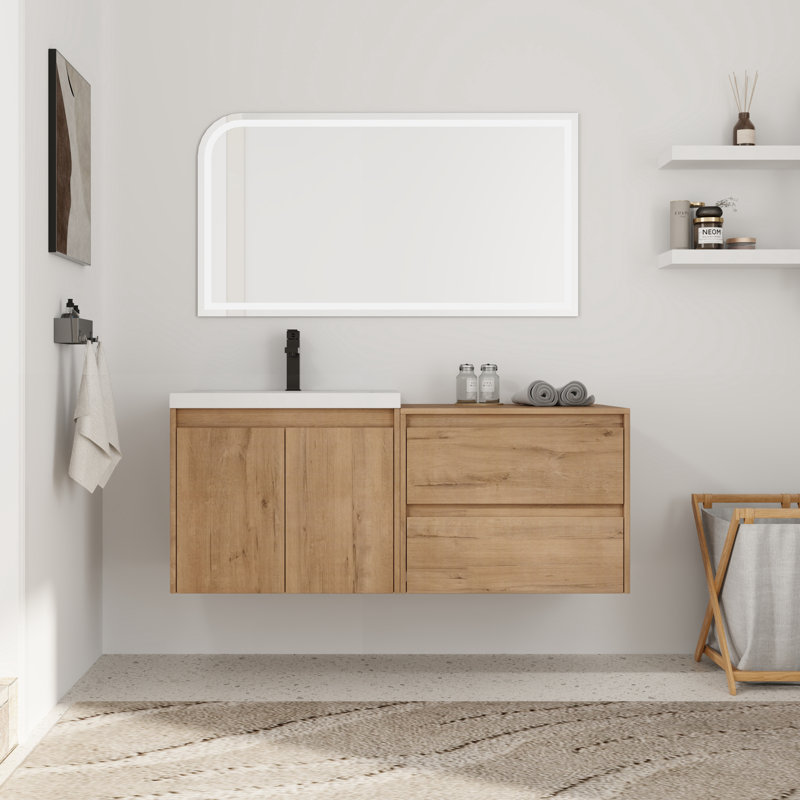  Ensemble de meuble-lavabo mural simple 48 po avec plateau en résine Vowar