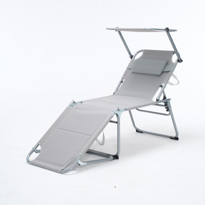Folding Lounge Chair with Canopy 2 Pcs