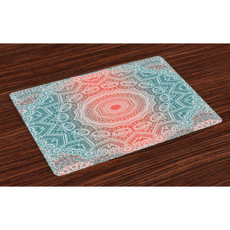 Crawfordsville Boho Old Placemat, Coral/Teal