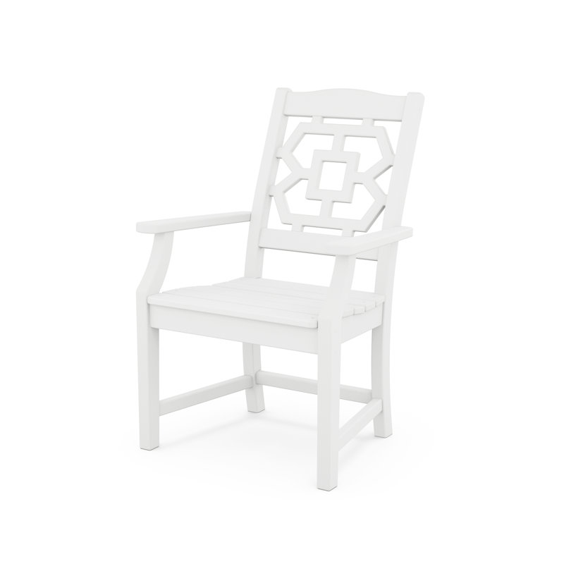 Chaise de salle à manger d'extérieur Chinoiserie, Blanc
