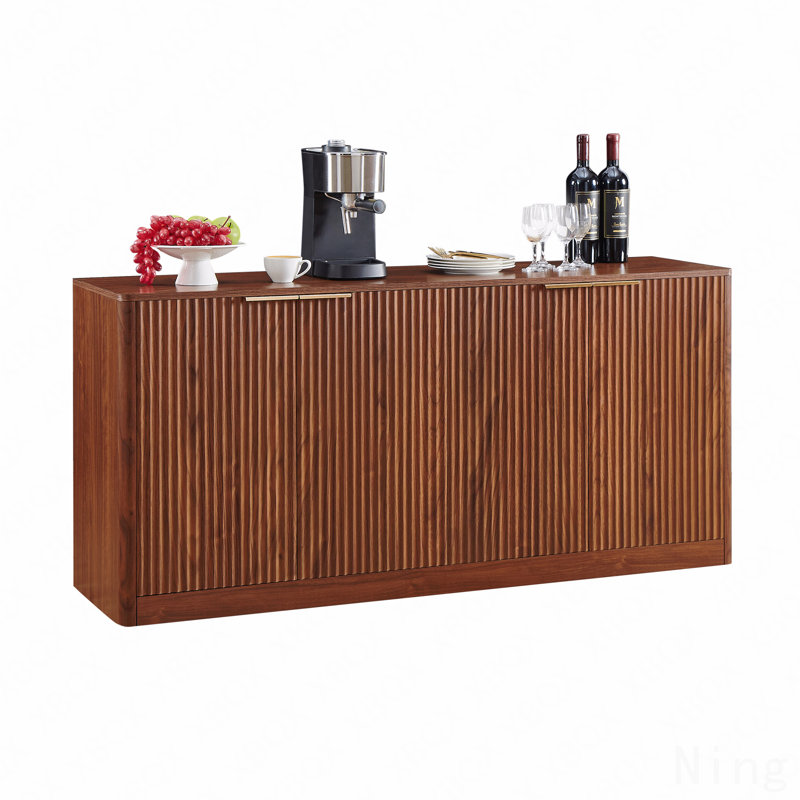 Armoire de rangement incurvée 59 po, H 27,7 po x l 59 po x P 15,7 po, Brun