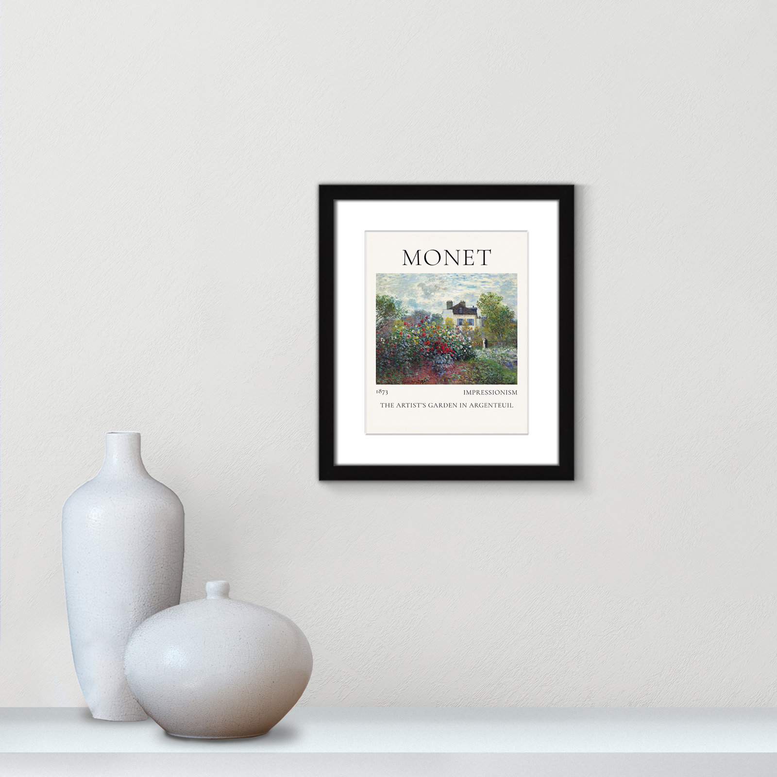 Artists Garden in Argenteuil Print by Claude Monet, Black Single Picture Frame, Yes, 15" H x 13" W x 1.25" D