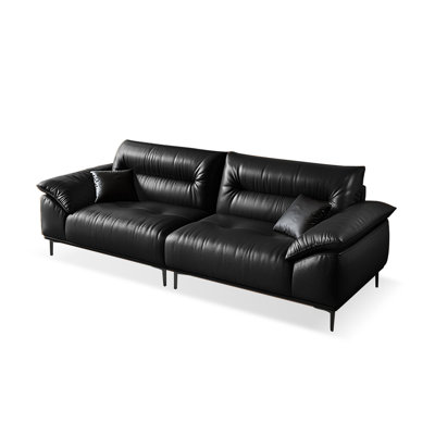 Black Genuine Leather Modular Sofa