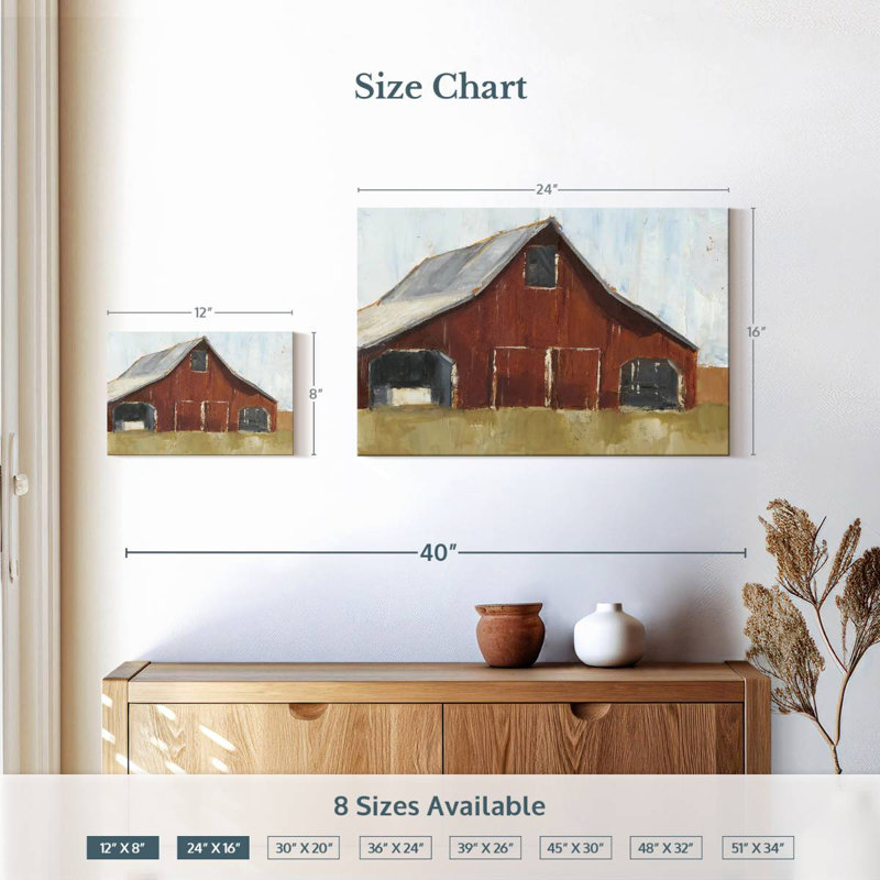 Lilie Rustic Red Barn I, 16" H x 24" W