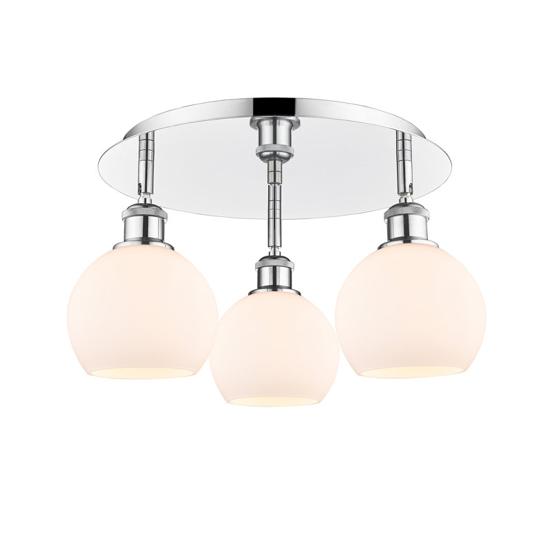 Plafonnier semi-encastré Ellington, Blanc mat, Chrome poli