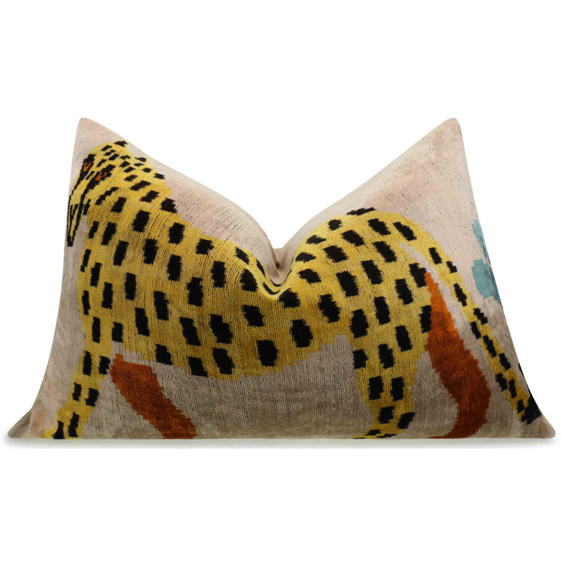 Coussin décoratif en velours à imprimé animal