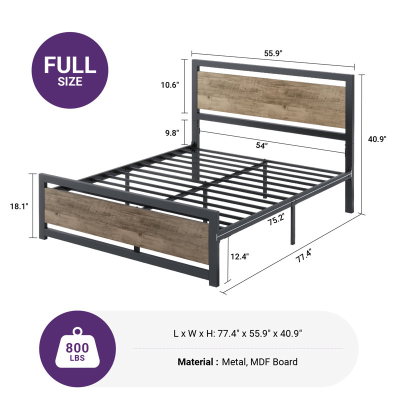 Rolandini Platform Bed, Walnut, Full 
