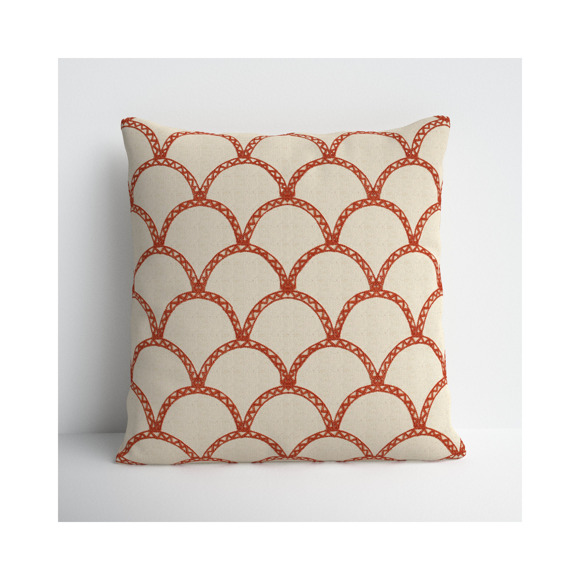 Cedartown Embroidered Linen Pillow Cover, 22" H x 22" W x 1" D, Poppy