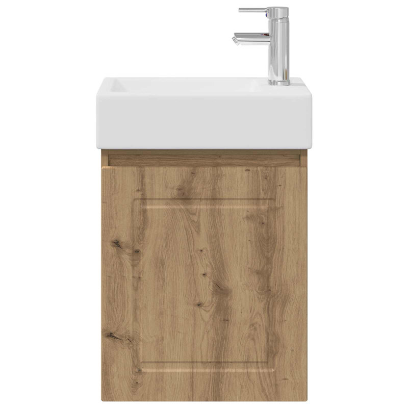 Single Bathroom Vanity with Ceramic Basin, Artisan Oak