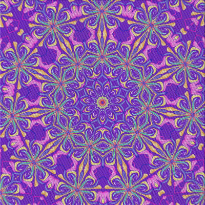 Laine tissée à la machine florale et polyester mauve/rose Tapis décoratif