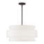Lustre suspendu 5 lumières bronze avec abat-jour rigide en tissu blanc cassé fabriqué à la main-1987360665