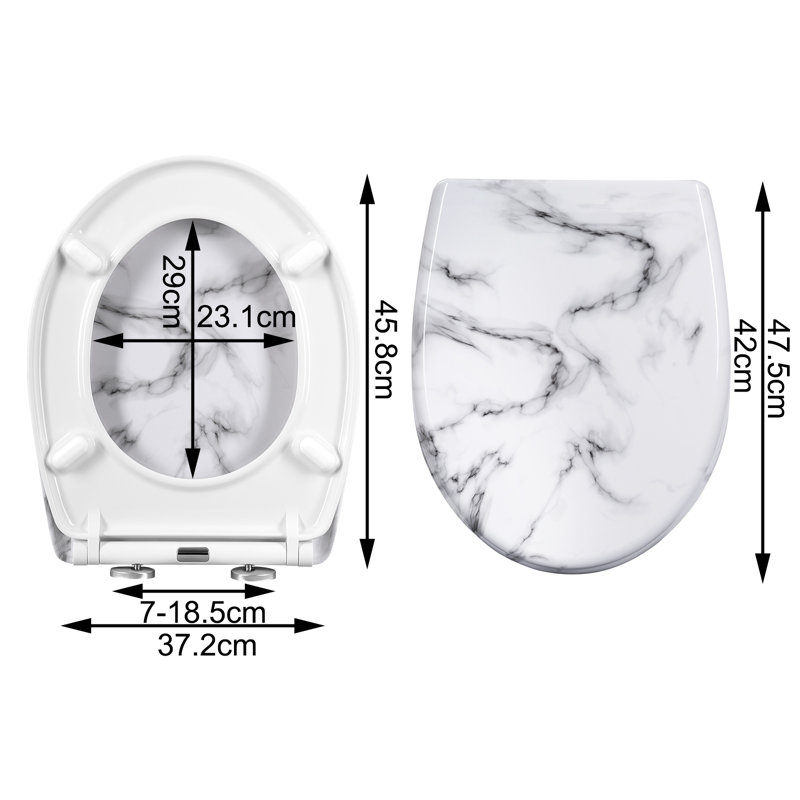 Toilet Seat With Soft-Close Mechanism, Quick Release Function, O-Shaped Toilet Seat With Mounting Fittings, 175Kg Load Capacity
