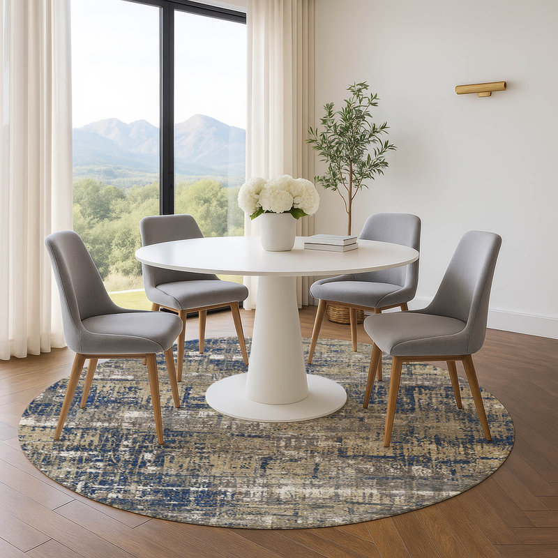 Premium Machine Washable Mouton Geometric Rug, Round 8'