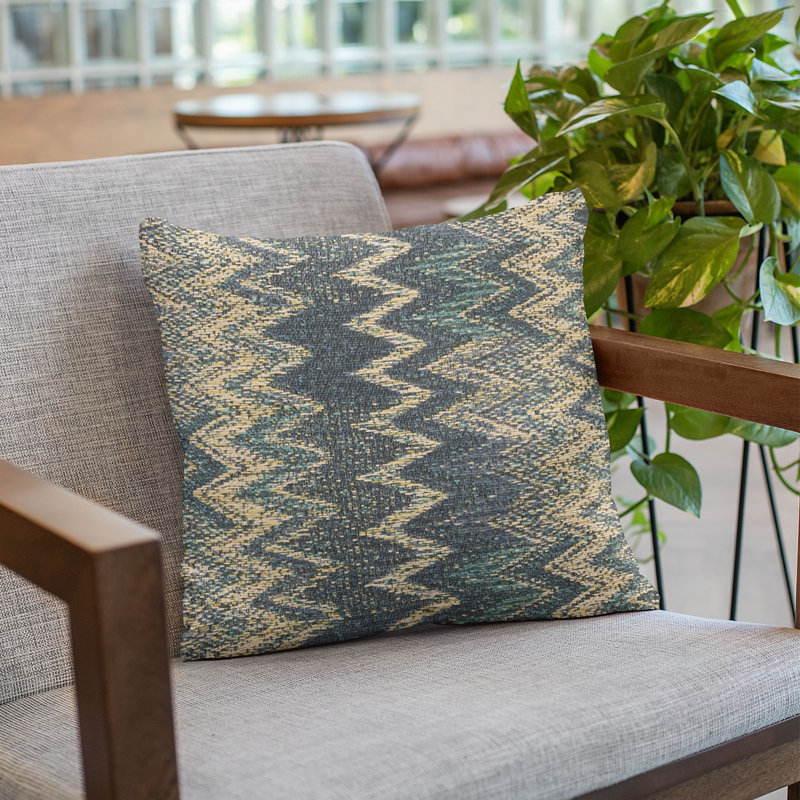 Wave Chevron Outdoor Reversible Throw Pillow, 20" x 20"