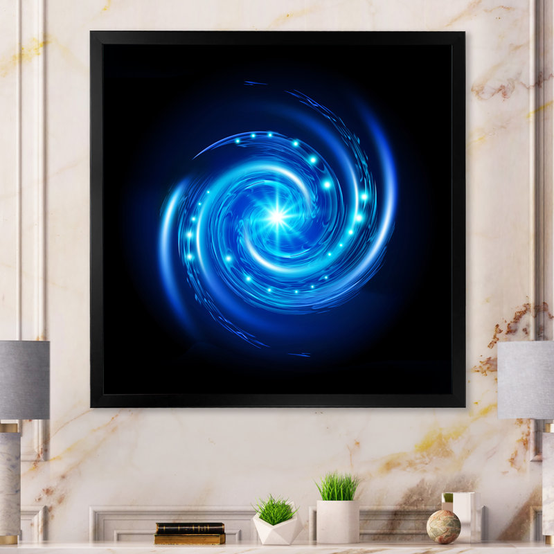 Vortex spirale bleu - On, H 16 po x l 16 po x P 1 po, Impression noire sur toile encadrée
