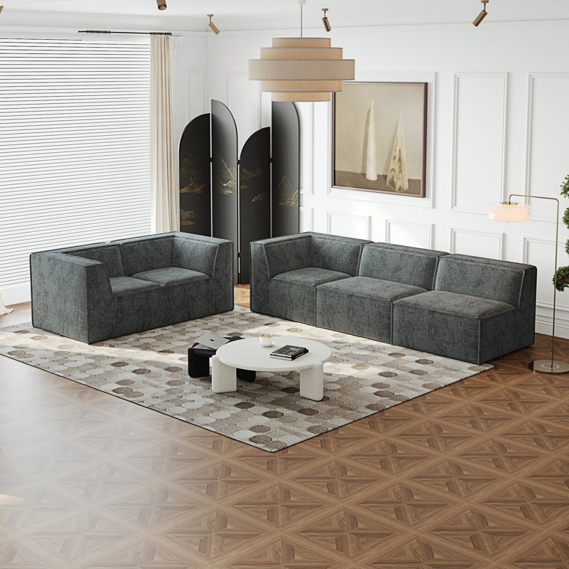 Canapé modulaire en L modulaire, ensemble de canapé de plancher de luxe, canapé confortable, Chenille verte