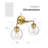 16 Inch 2-Light Farmhouse Dimmable Vanity Light, Clear Glass Globe Shade, Brushed Gold-67312454-67312452