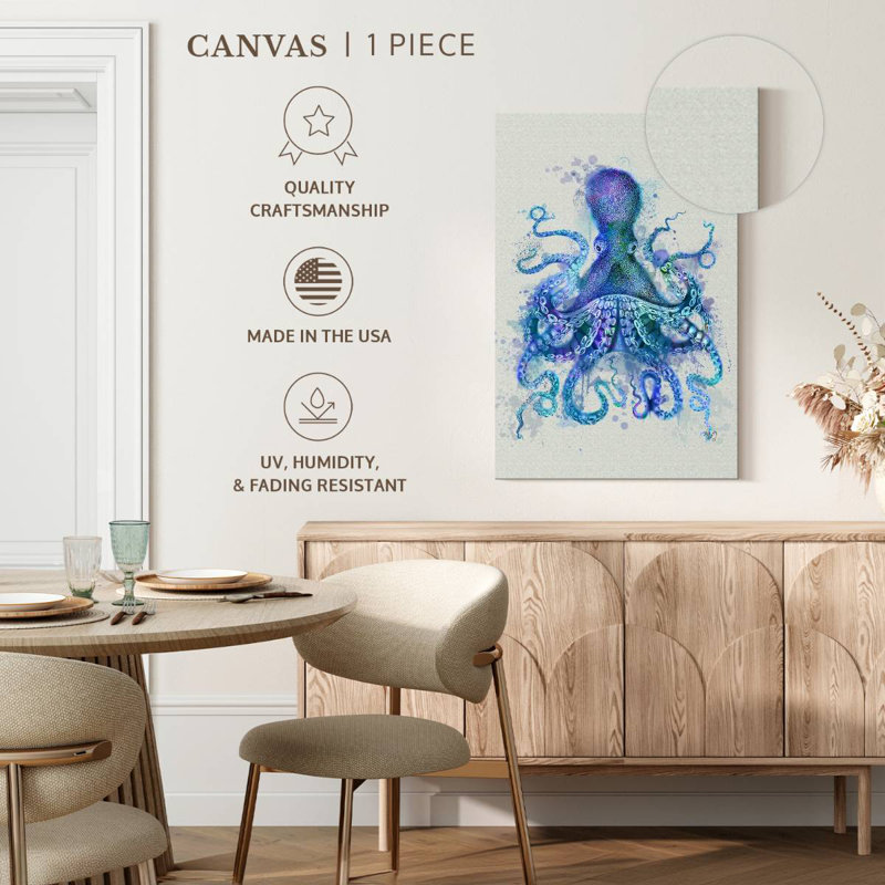 Brampt Octopus Rainbow Splash Blue, 36" H x 24" W